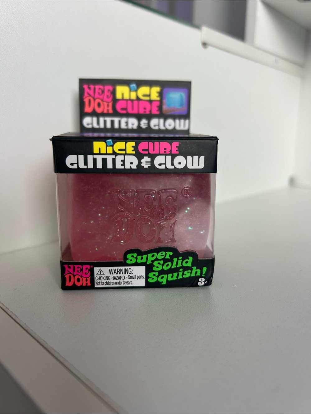 Nice Cube Glitter & Glow Squishy Cube - Pink